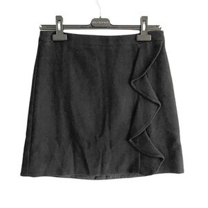 J. CREW Ruffle Front Wool Blend Black Mini Skirt 2